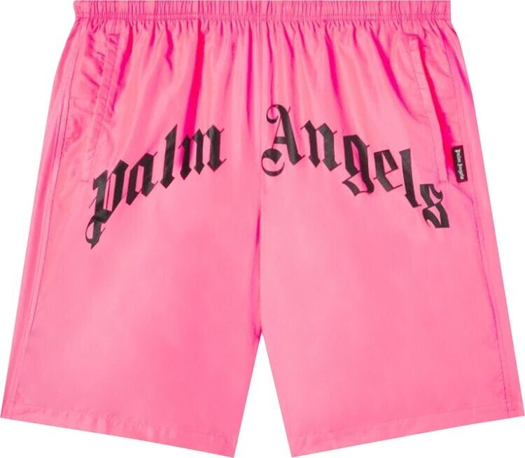 Шорты Palm Angels Curved Logo Bold Swim Short 'Fuchsia Fluo', розовый — фото 2