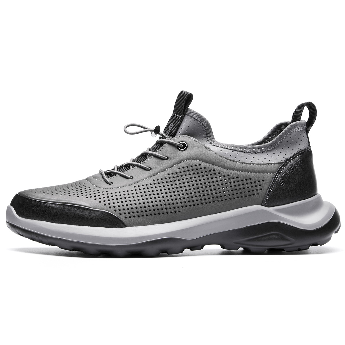 

ST&SAT Мужские кожаные спортивные туфли дышащие амортизирующие низкие повседневные черные серые серый, цвет Gray