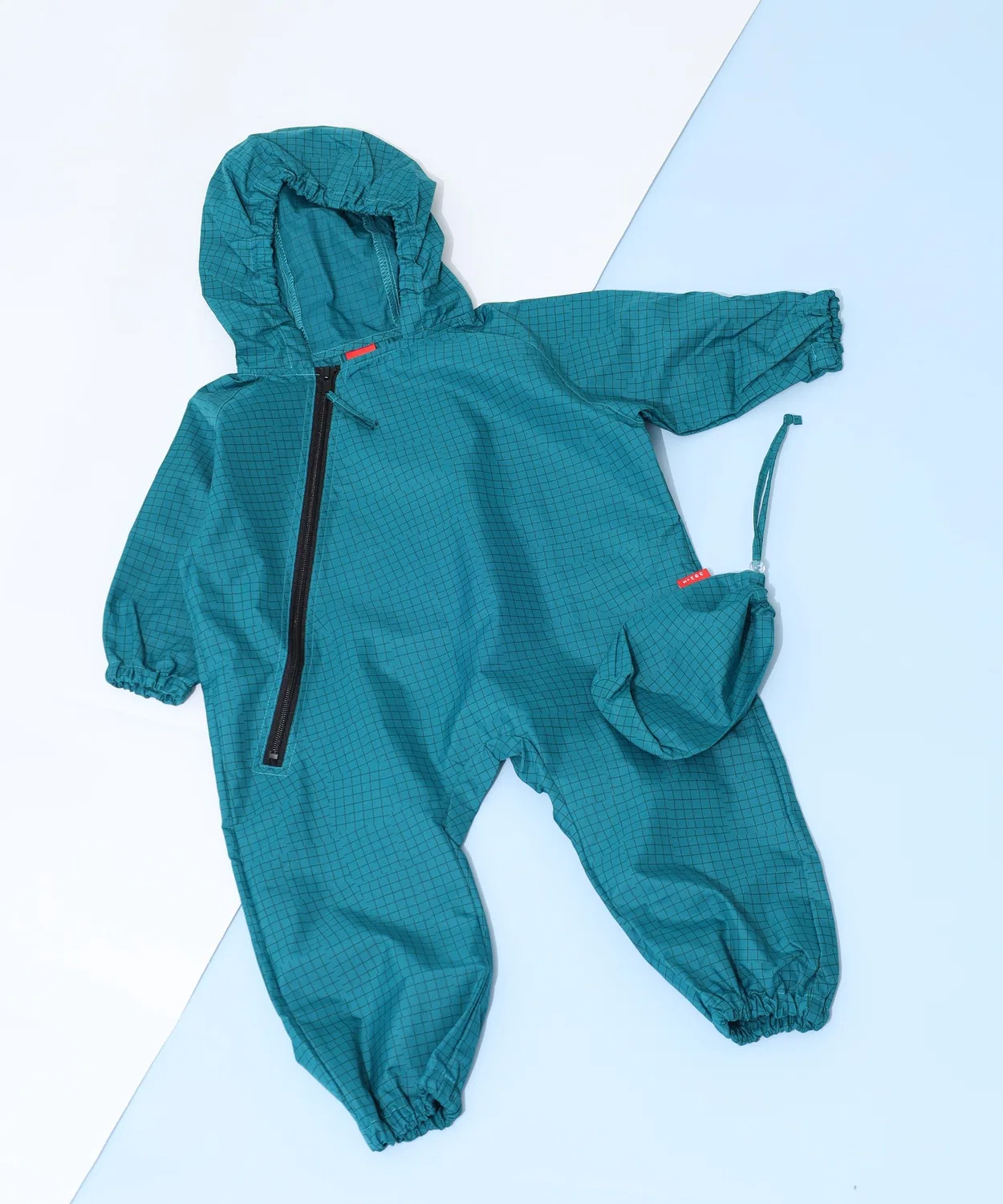 Детский комбинезон-дождевик с капюшоном, клетчатый, 392plusm Baby Bunting 392 plusm, Green