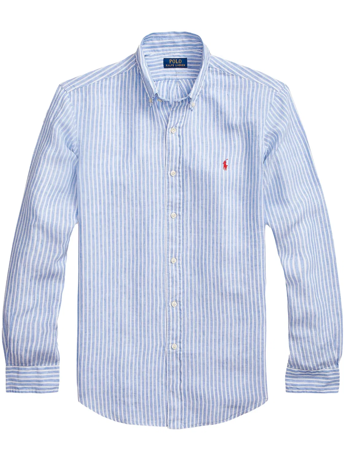 Рубашка из льна с вышитым логотипом Polo Pony Polo Ralph Lauren, голубой