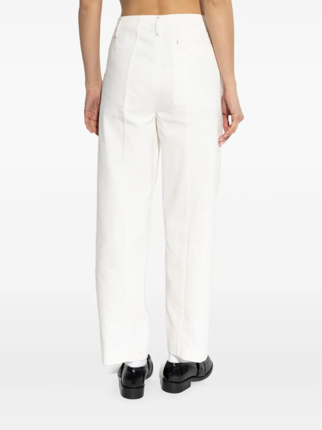 Широкие брюки из хлопка Emporio Armani, белый — фото 4