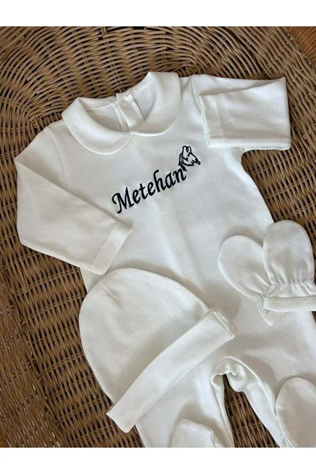 Детский для новорожденных комплект одежды с вышивкой Mini Ropa, Ecru — фото 2