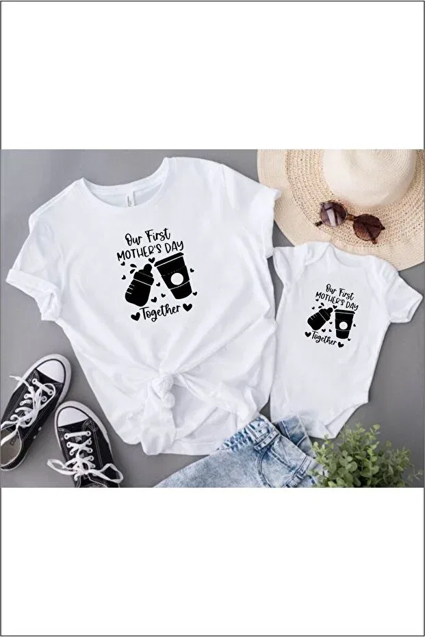 Детская футболка с принтом First Mother's Day Mother's T-Shirt, Baby Bodysuit Hediyenza, White — фото 2