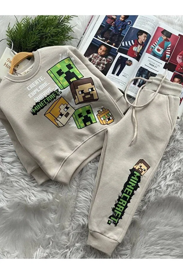 Детский спортивный костюм с принтом Minecraft Paty Kids, Nude Color — фото 2