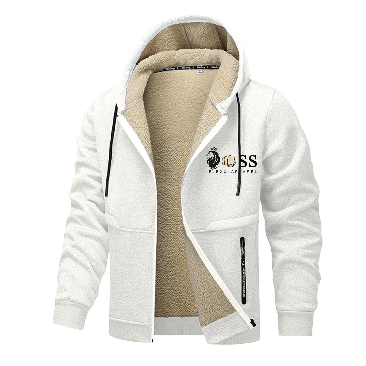 Мужская куртка из флиса с принтом Letter Print, 1-white
