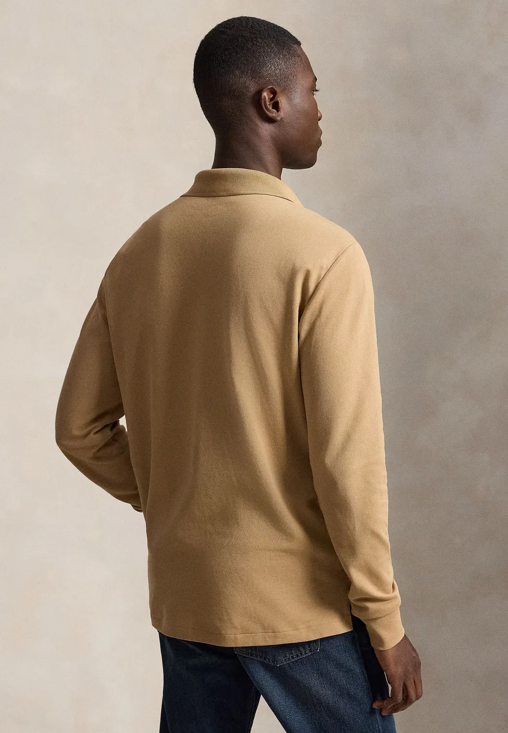Поло-Рубашка приталенного кроя из эластичной сетки с длинными рукавами Polo Ralph Lauren, Classic Camel — фото 3