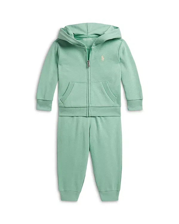 Детский комплект из футера с капюшоном и штанами Ralph Lauren, зеленый