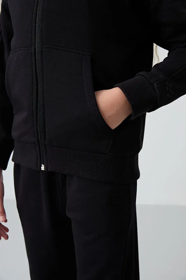 Детский спортивный костюм для девочек с вышивкой Tommy Life, Black Black — фото 4