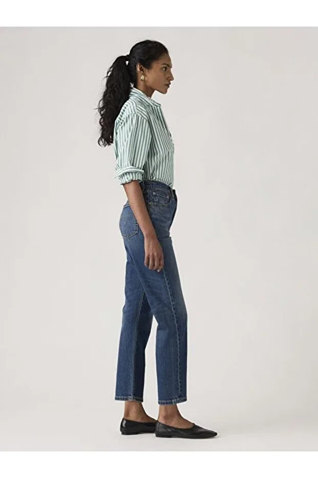 Женские джинсы укороченные с завышенной талией 501 Crop Lightweight Women's Jean Pants - History Today Levi'S, Dark Indigo - Worn In — фото 4