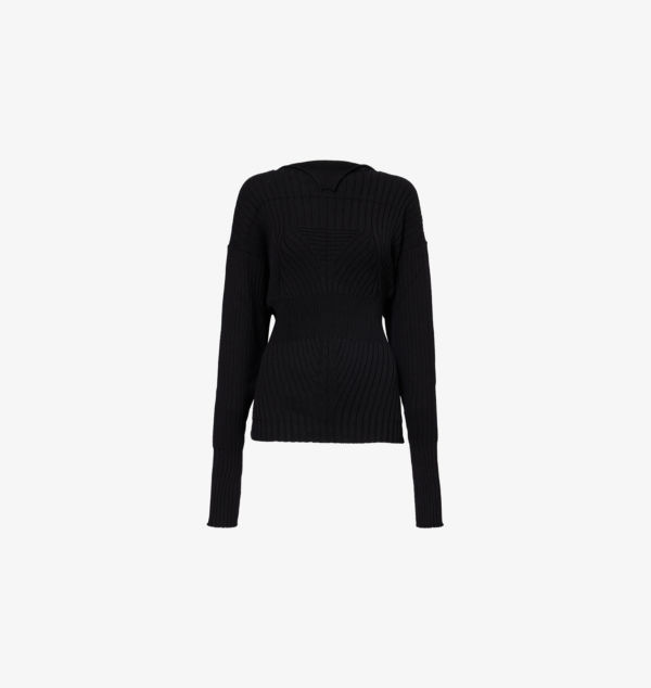 

Вязаный джемпер с резинкой и вырезом «рыбак» Rick Owens, черный
