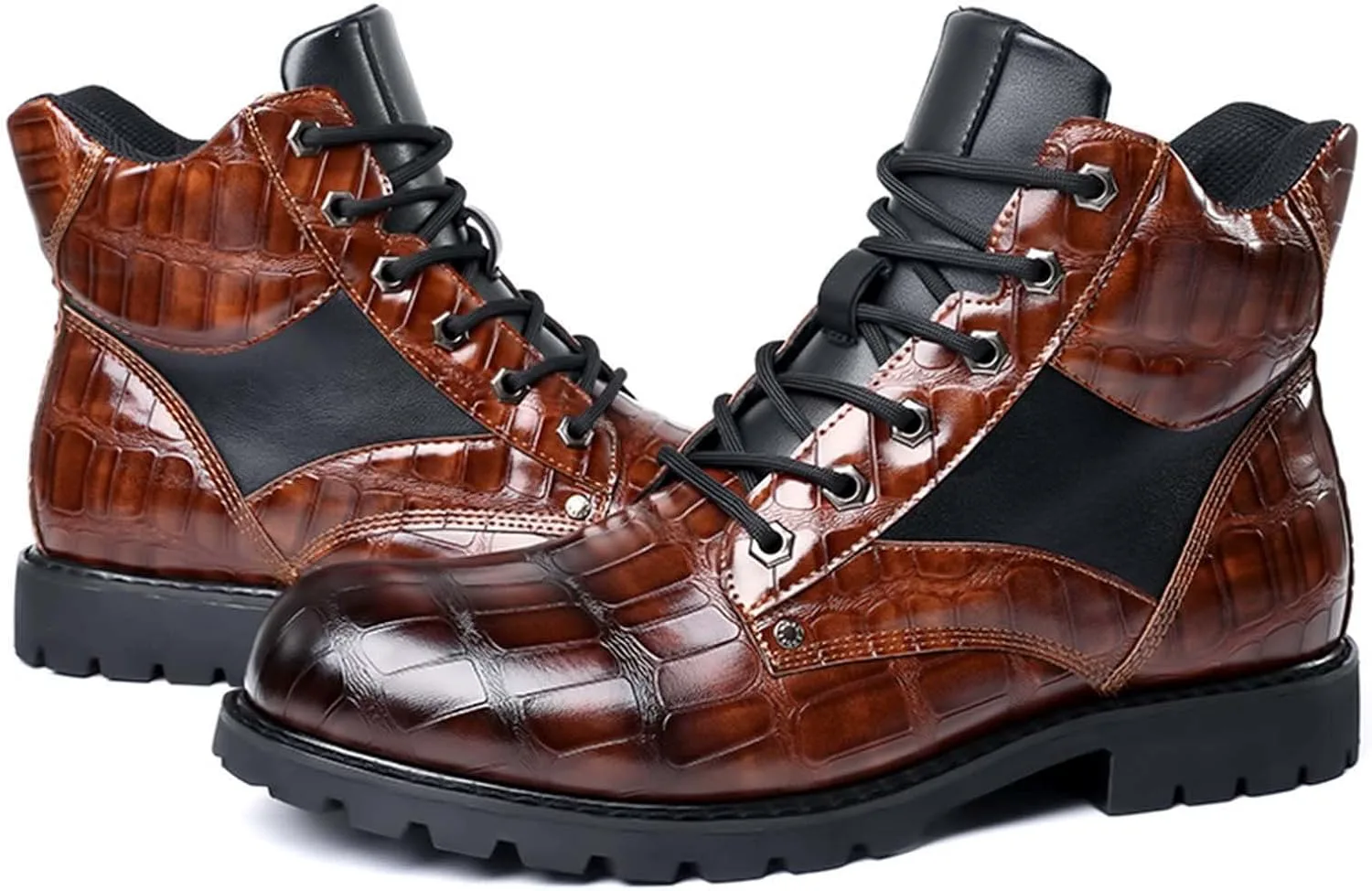 

Мужские ботинки oiangi Vintage из искусственной кожи, кожаная обувь 2022 года, модные средние ботинки для мужчин, коричневый