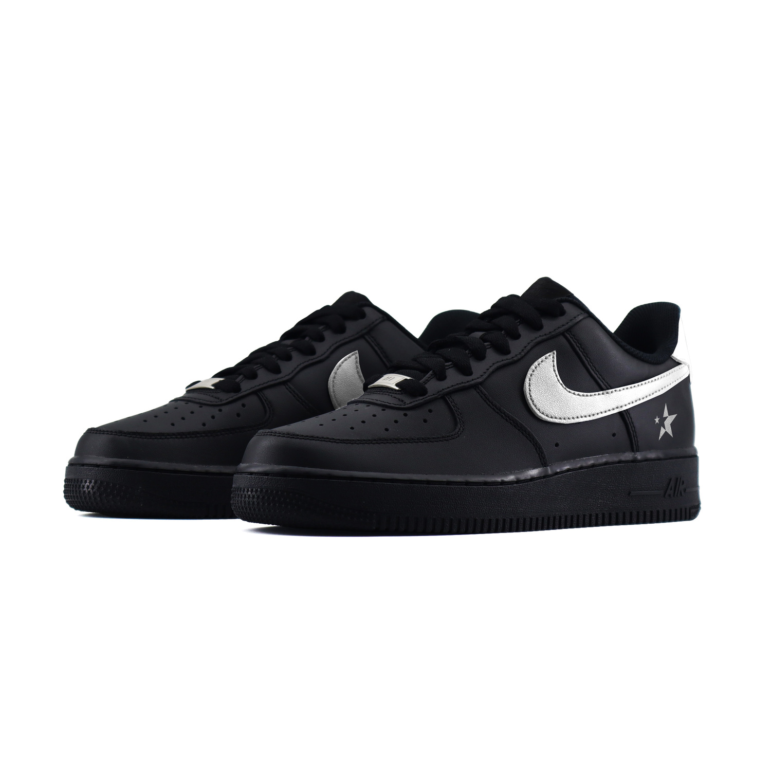 Кроссовки для скейтбординга Air Force 1 Kids Nike, черный серебряный — фото 4
