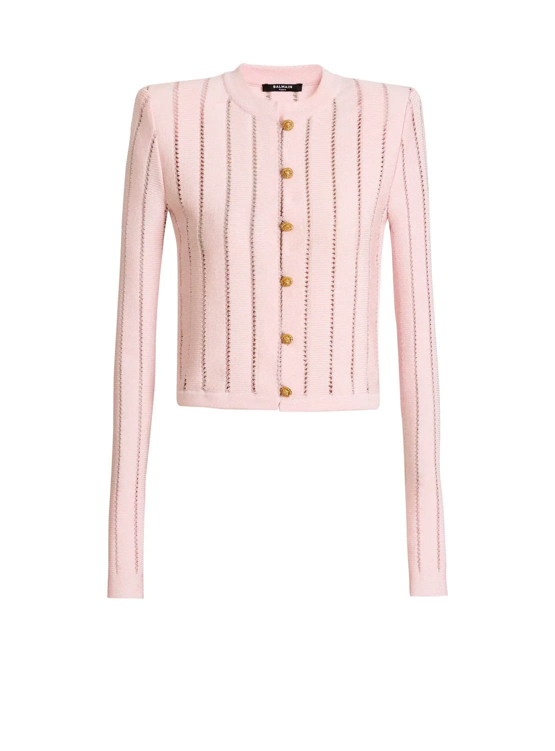 Укороченный трикотажный кардиган Flechage Balmain, розовый
