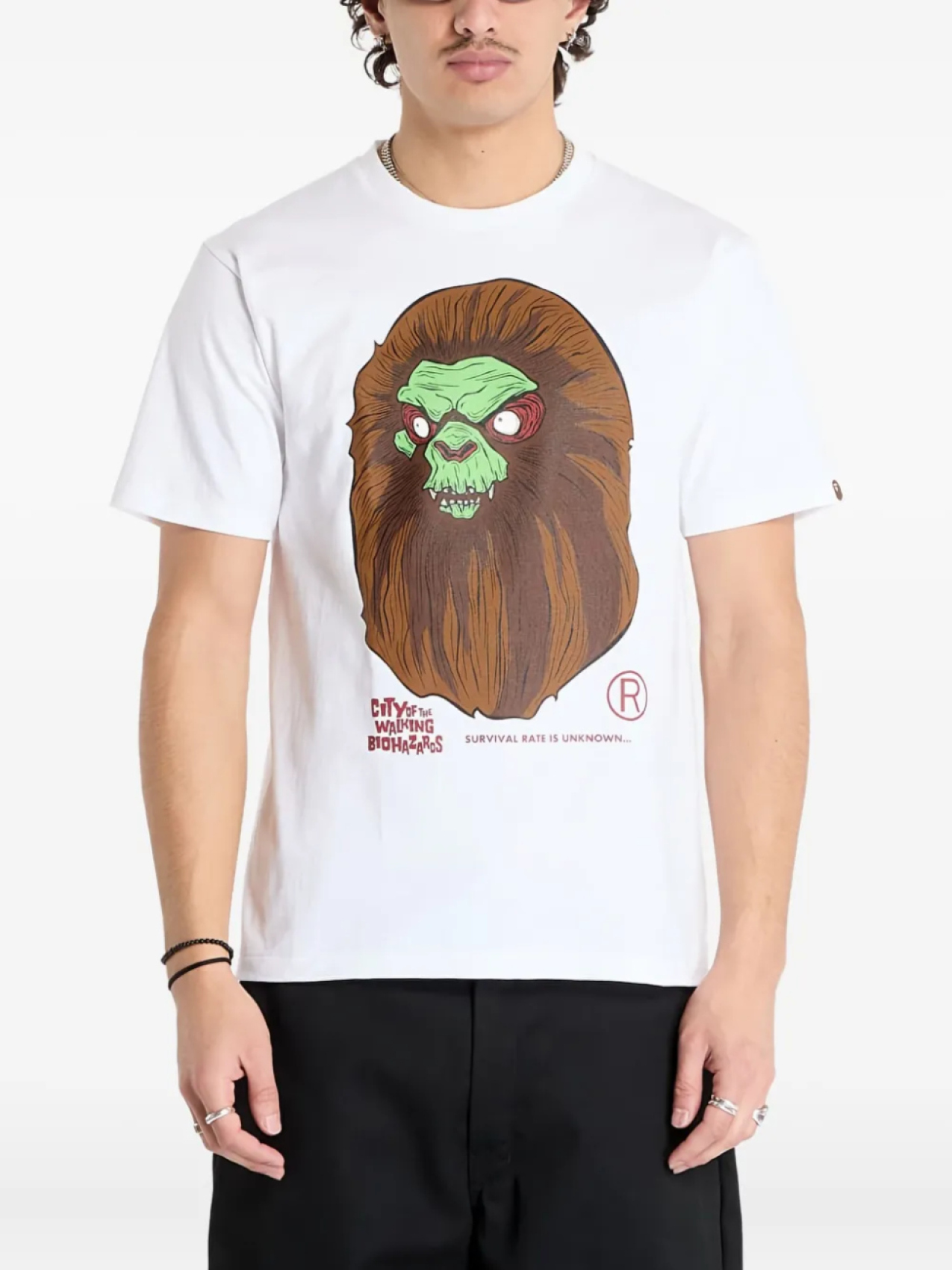

Футболка с изображением безумной обезьяны A BATHING APE, белый