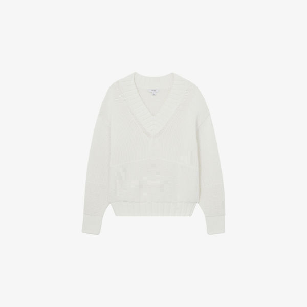 

Джемпер Reiss Jenny с V-образным вырезом, белый