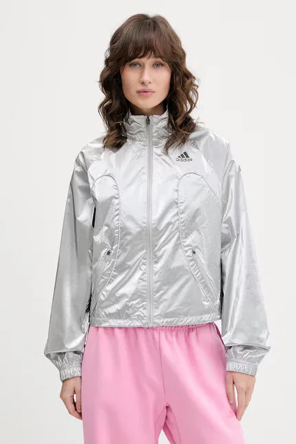 Толстовка на молнии серебристая Adidas Originals, серебряный
