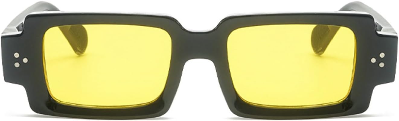 

Винтажные квадратные панк-солнцезащитные очки для мужчин и женщин 2025, роскошные модные солнцезащитные очки для вождения, защита от ультрафиолета UV400 3849 Melrose, Black Yellow