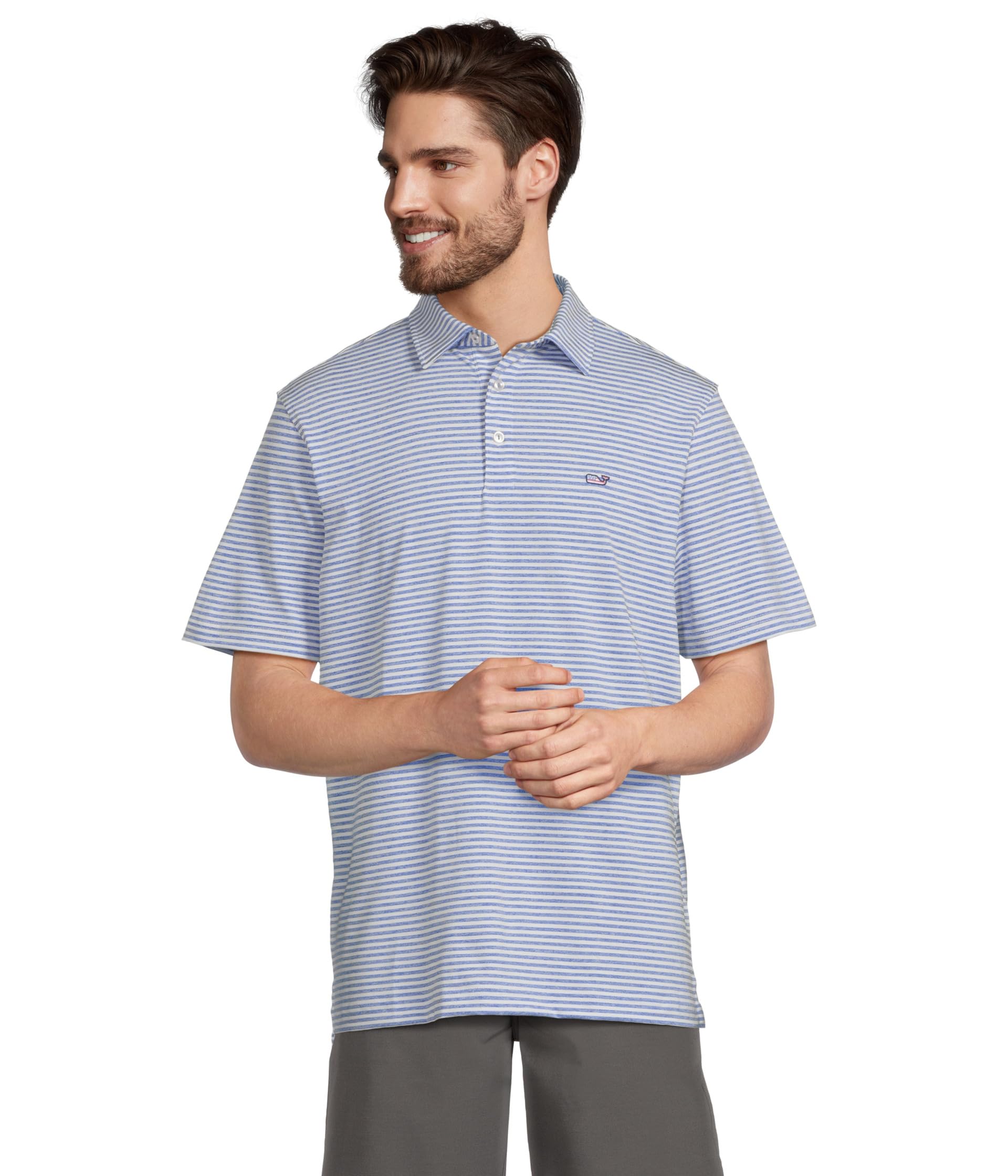 

Поло Vineyard Vines Heathered Winstead Sankaty Polo, White Cap/Yatch Blue/Americana