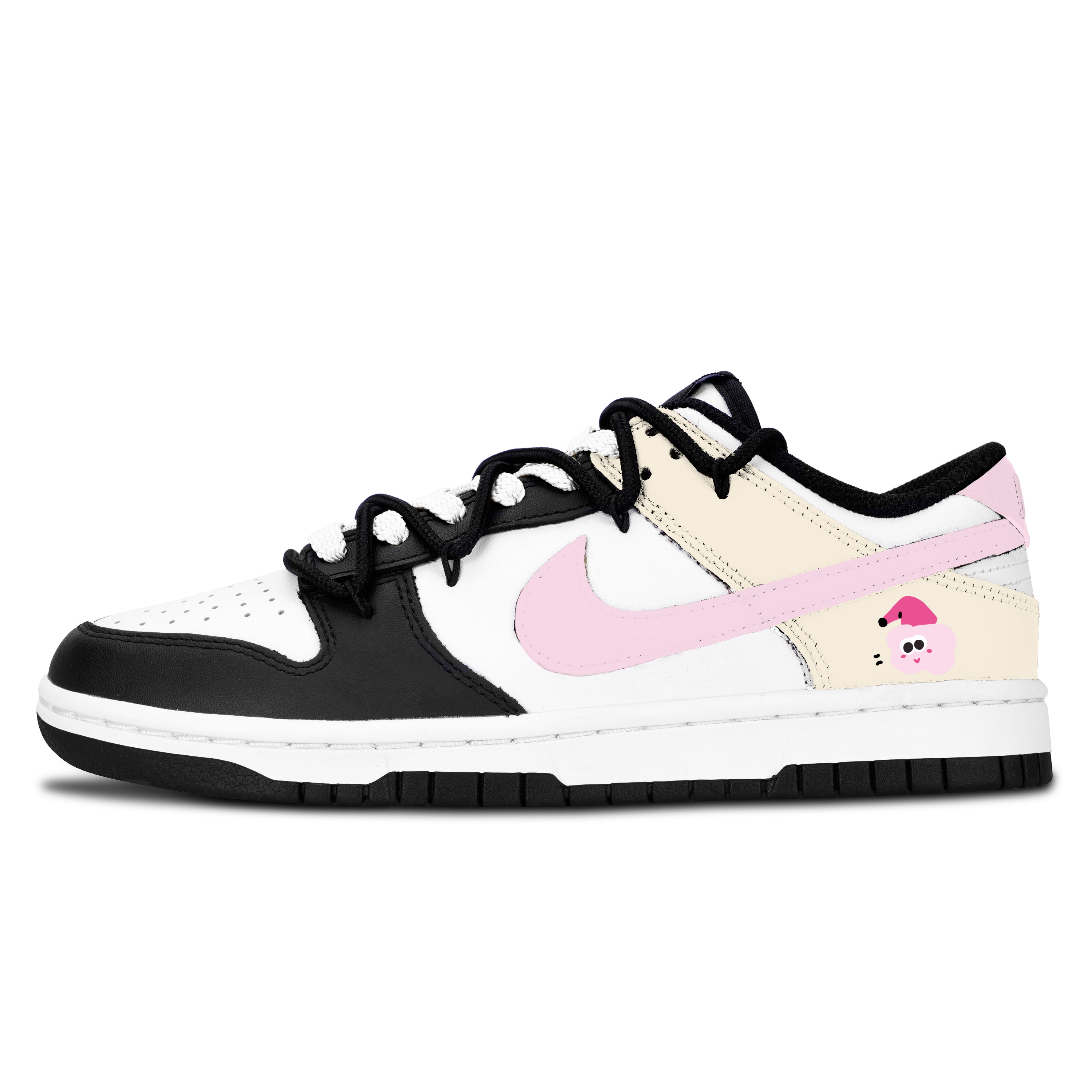 

Nike Dunk Black White, Pink and Adorable Trend, кожаные, противоскользящие, устойчивые к истиранию, низкие кроссовки для скейтбординга Pink