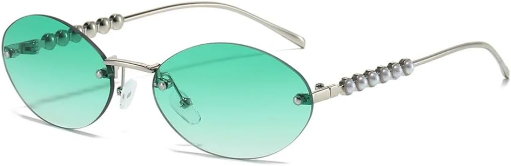 

Солнцезащитные очки для мужчин и женщин - защита UV400 - градиентные линзы, форма «кошачий глаз», металлические петли, подходят для занятий спортом на открытом воздухе и вождения DSVIGF, Silvery Green