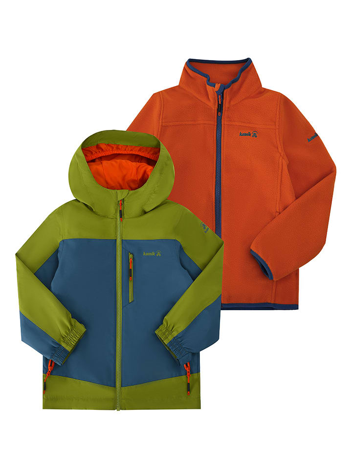 

Куртка-дождевик 3-в-1 "Kaso" зеленого/серого/оранжевого цвета Kamik