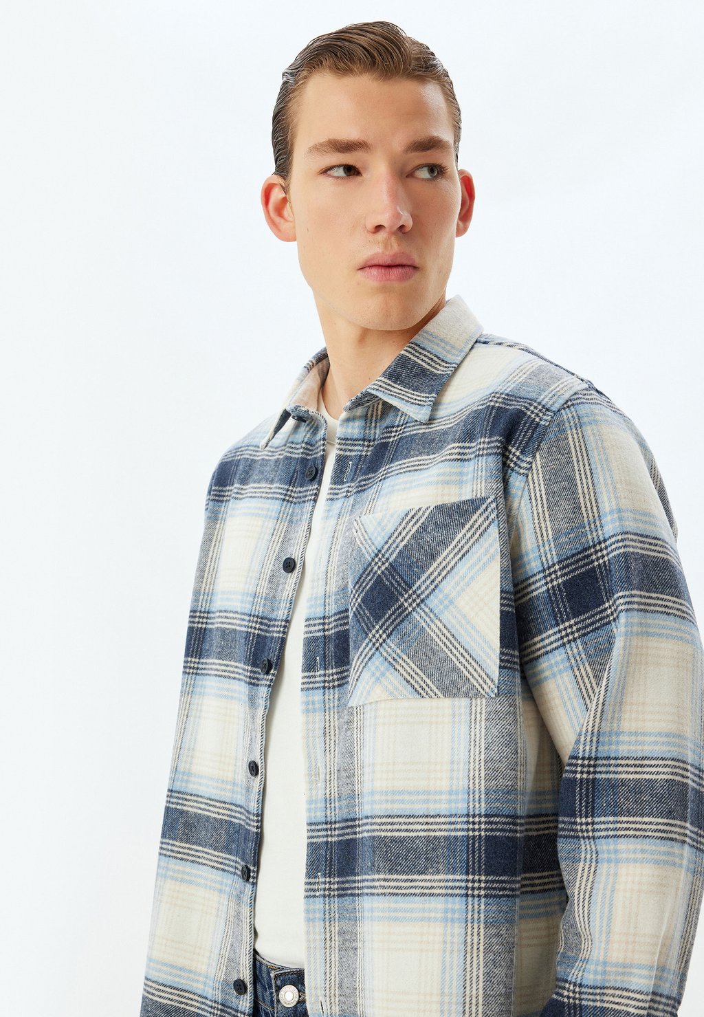 

Рубашка PLAID LONG SLEEVE Koton, темно-синий