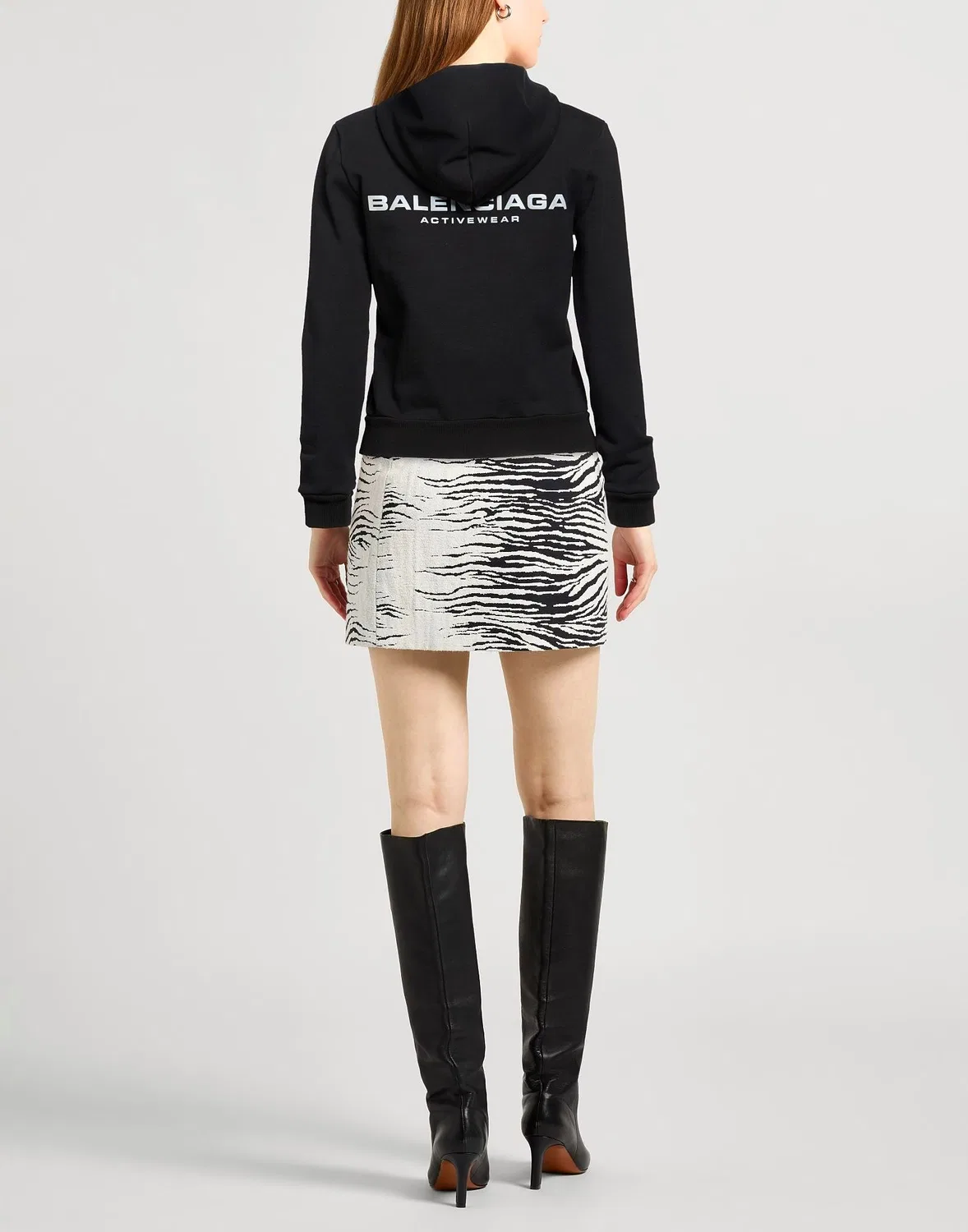 Женская худи на молнии с капюшоном Balenciaga, черный — фото 3