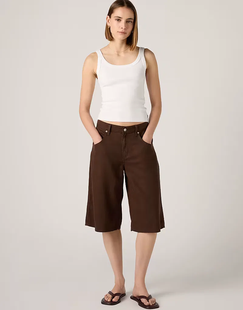 Длинные льняные шорты Levi's Super baggy, коричневый — фото 3