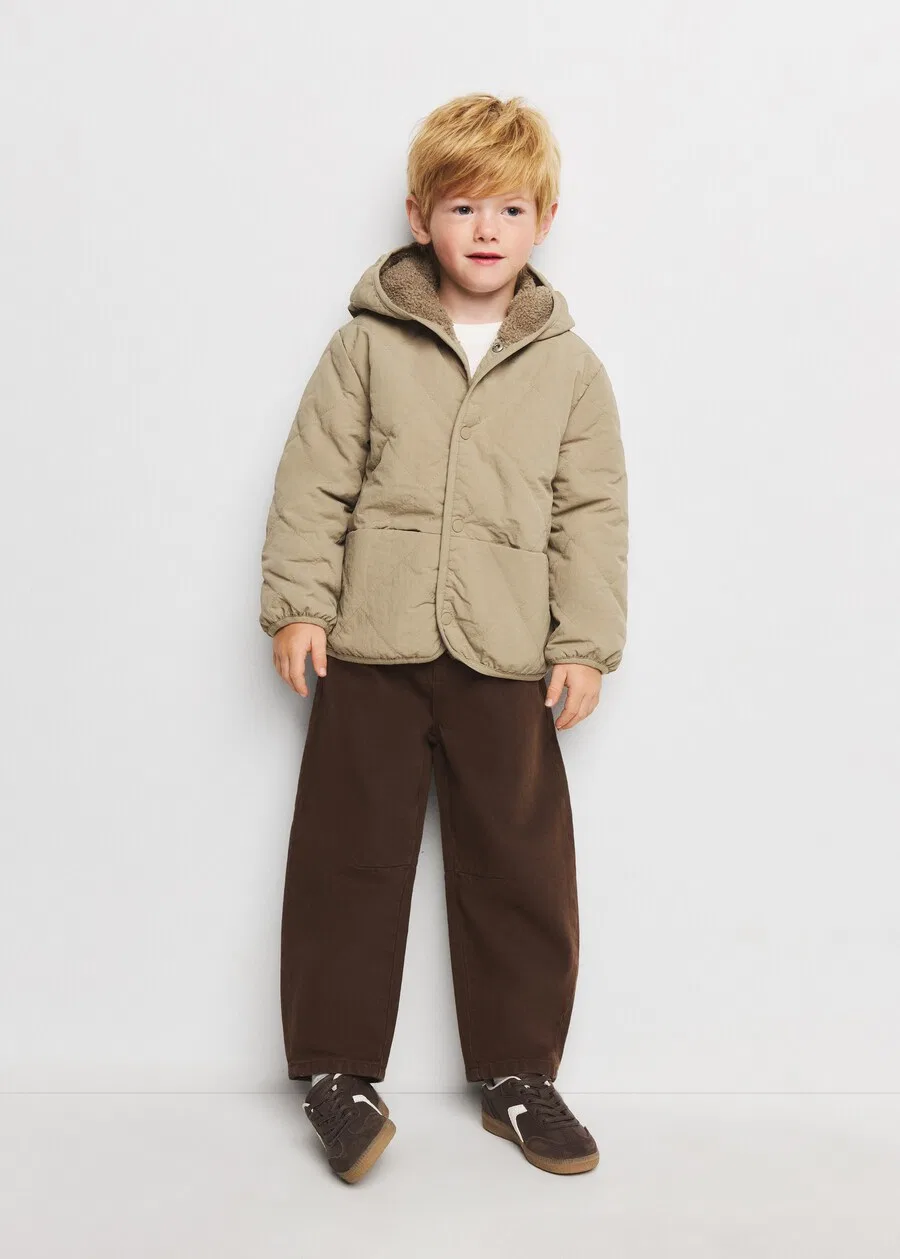 Детская куртка MANGO KIDS "EDU" межсезонья, бежевого цвета — фото 2
