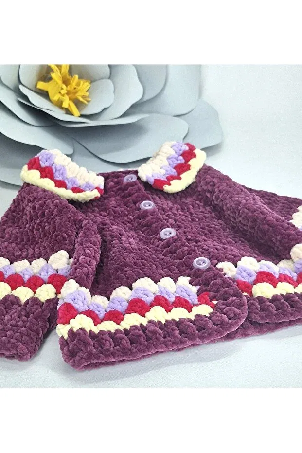 Детский кардиган для девочек вязаный Hand Knitted Velvet Evitle, Purple