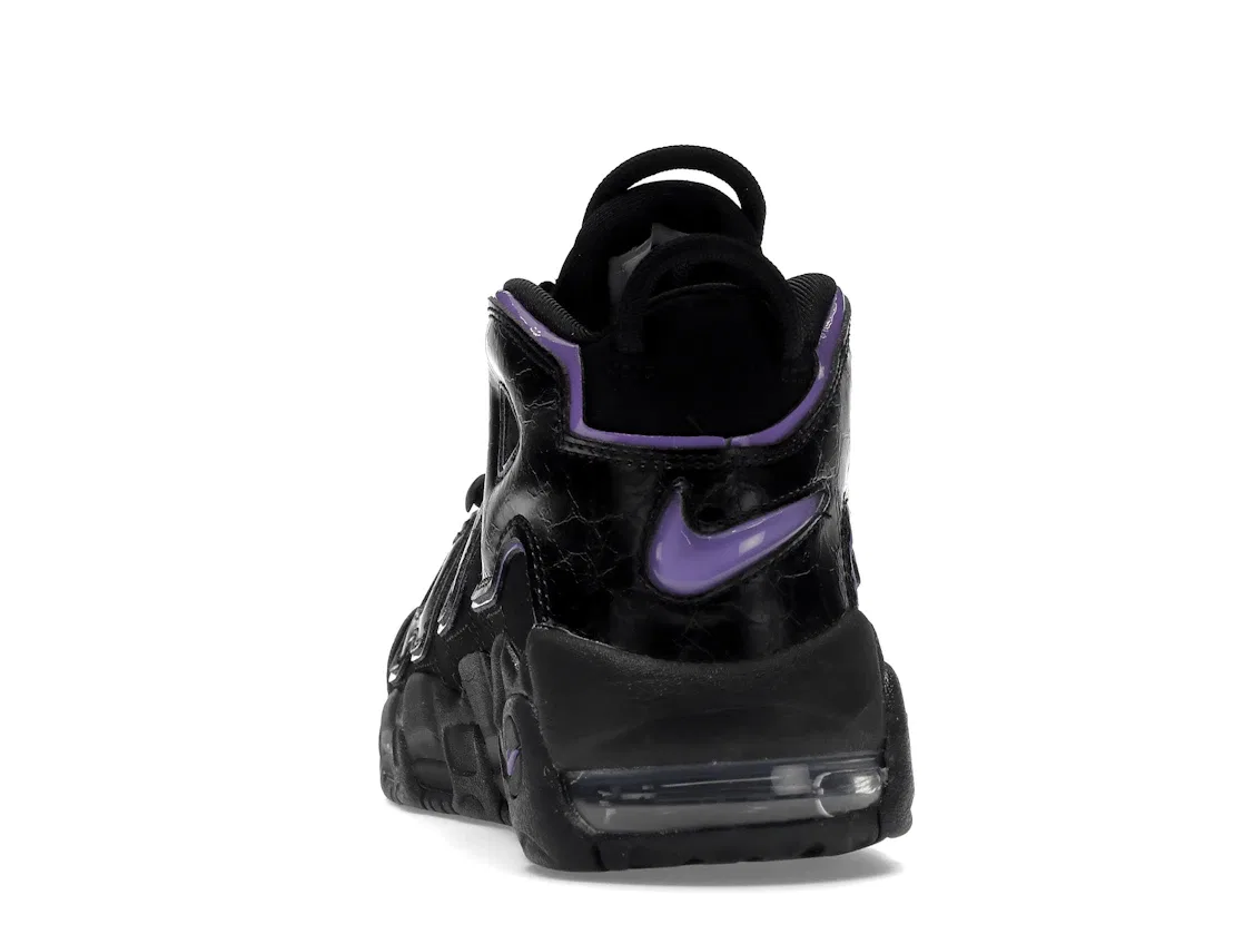Детские кроссовки Lifestyle с контрастной расцветкой Nike Air More Uptempo, Black/Action Grape-White-Metallic Gold — фото 4
