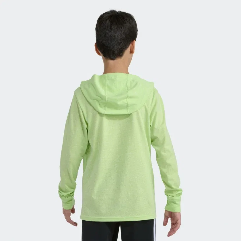 Детская футболка с капюшоном adidas Hooded Snow HTHR Tee 26, бежевый — фото 4