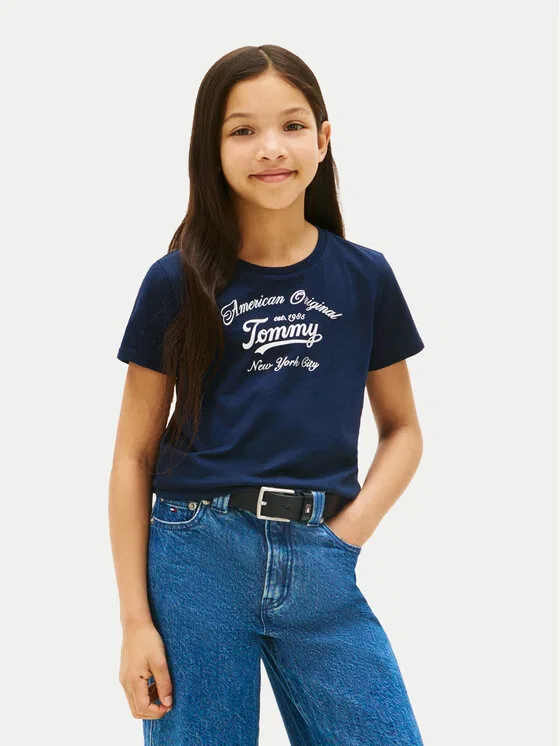 Футболка regular fit Script Tommy Hilfiger, темно-синий