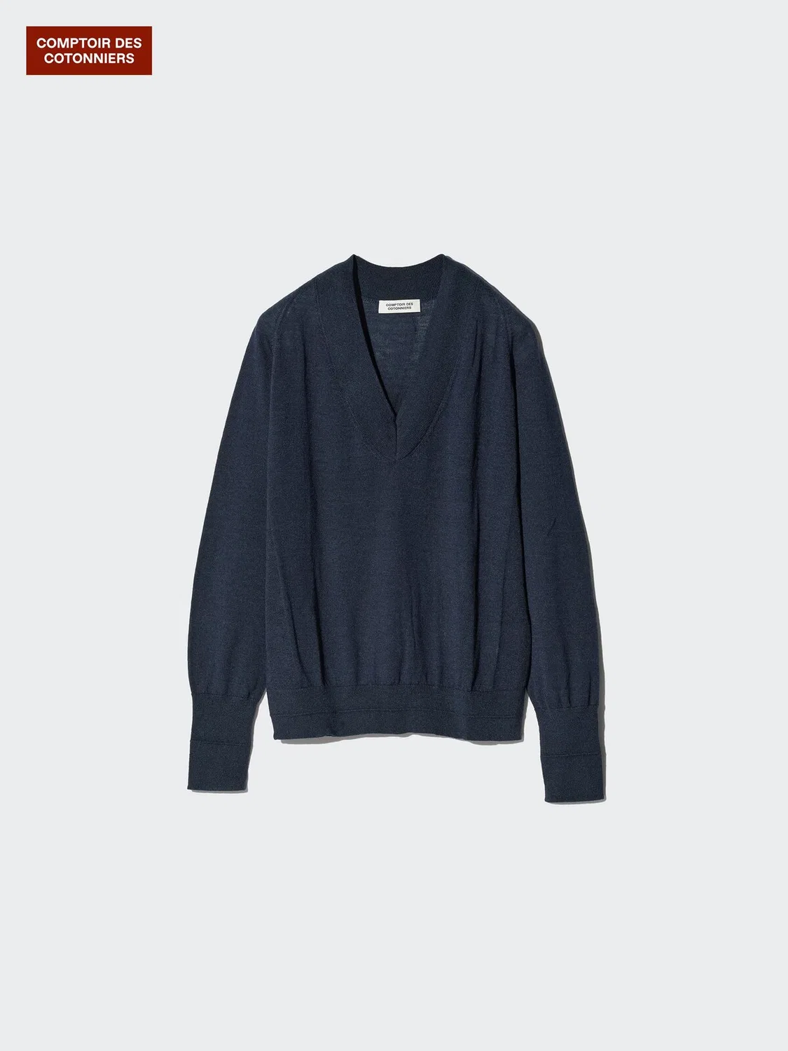 Свитер Uniqlo, с V-образным вырезом из мериносовой шерсти, розовый — фото 4