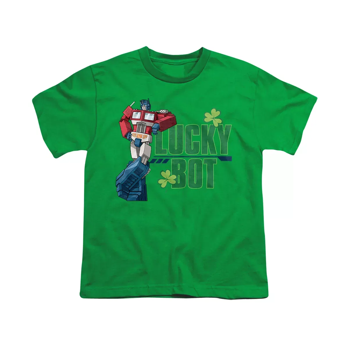 Детская футболка для мальчиков с принтом Optimus Prime Lucky Bot Transformers, Kelly Green