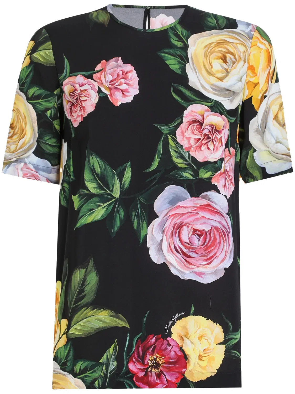 Dolce & Gabbana Блузка из шелка с цветочным принтом - черная