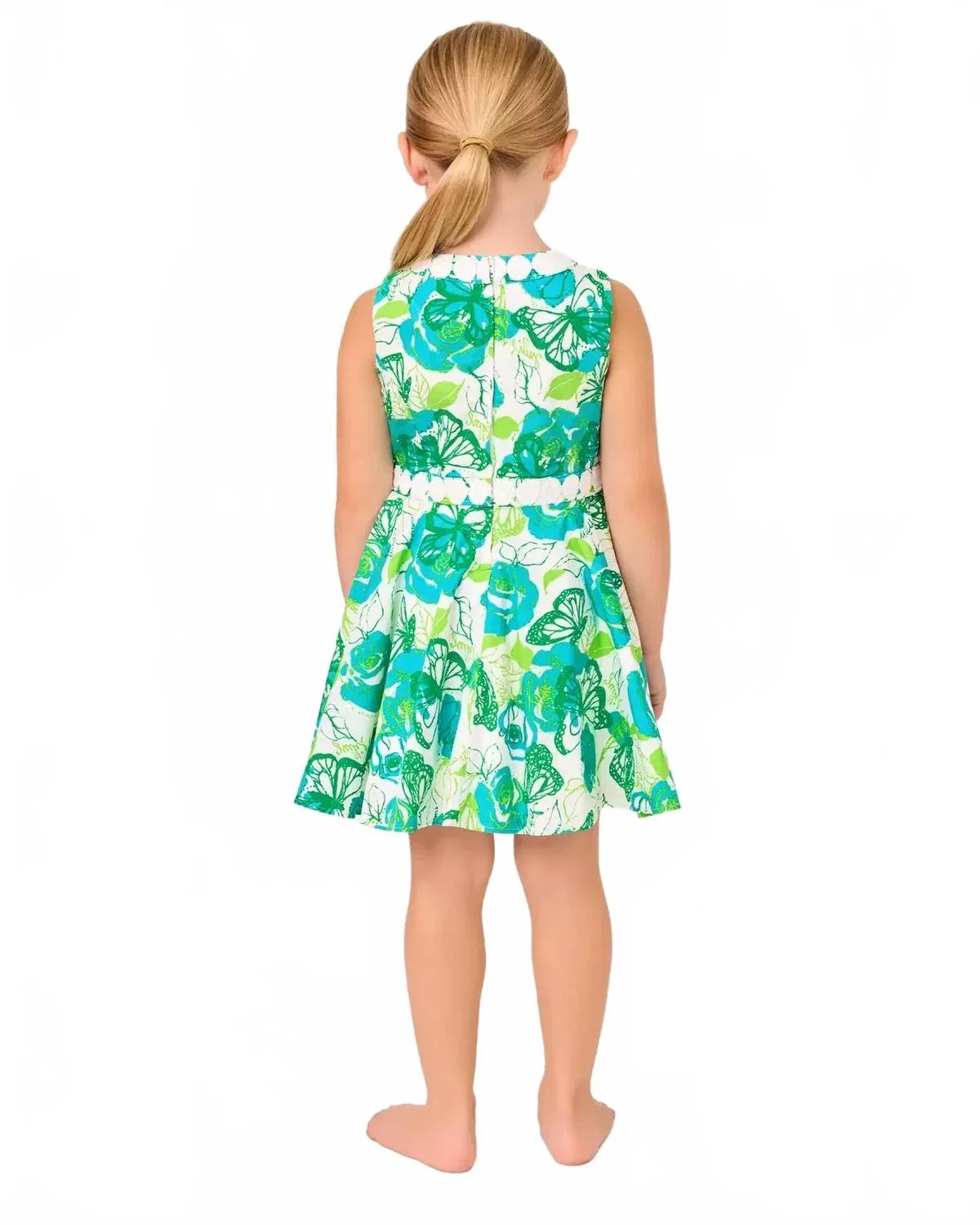 Детское платье для девочек без рукавов с кружевной отделкой Idala Cotton Dress Lilly Pulitzer, Resort White Monarch Rose — фото 2