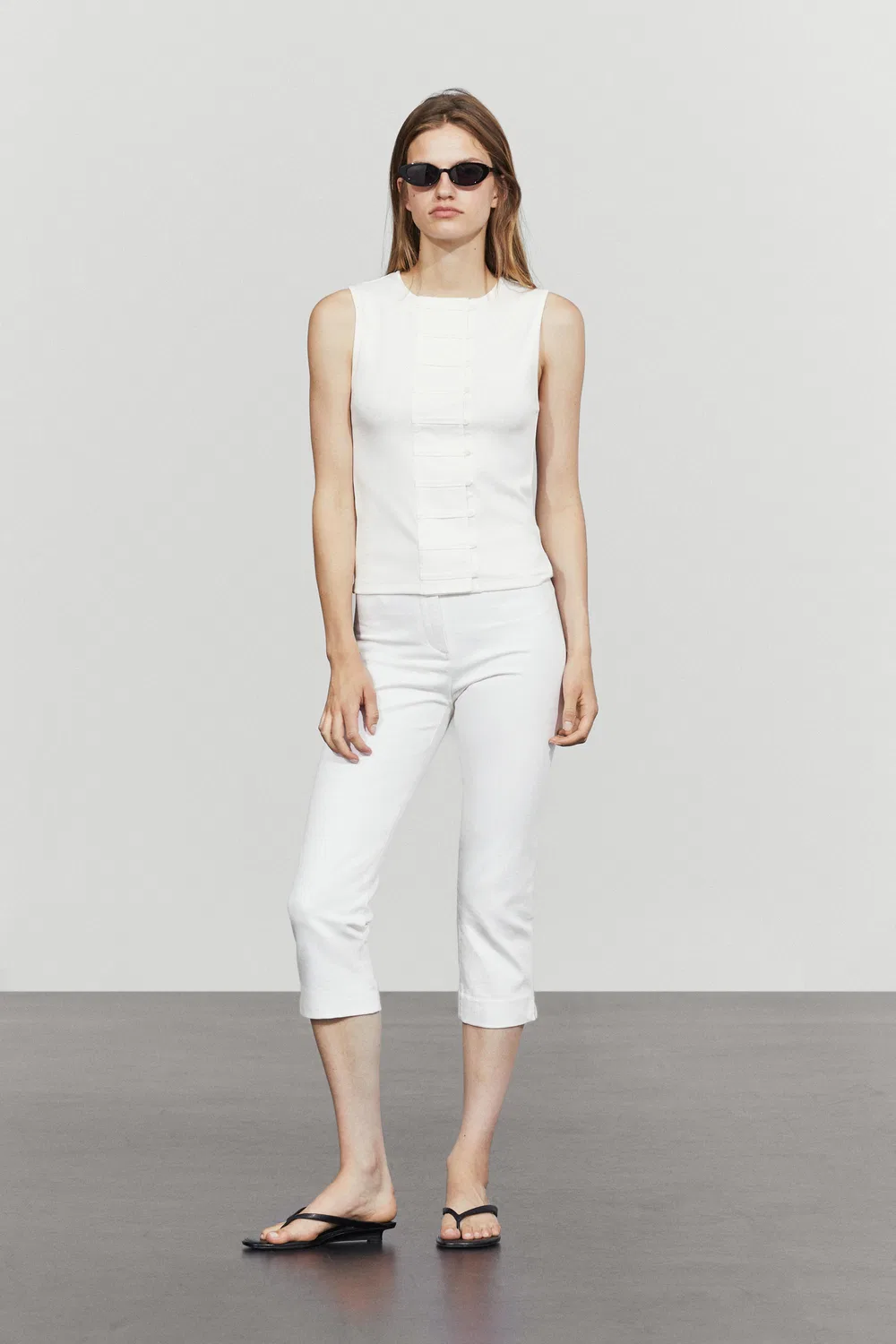 Футболка Massimo Dutti с нагрудником, кремовая — фото 4