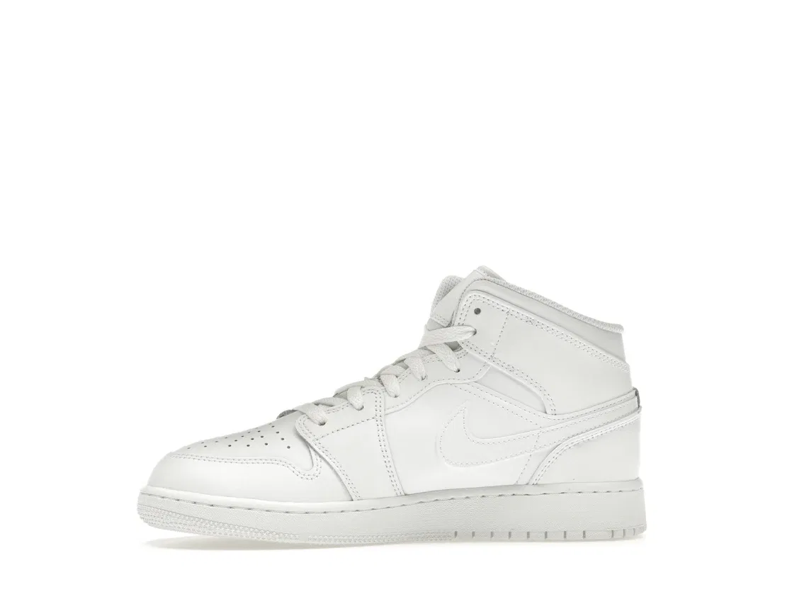 Детские кроссовки кожаные модель Jordan 1 Mid Jordan, White White White — фото 3
