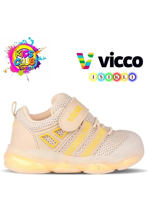 Детские кроссовки для девочек со светящейся подошвой Vicco, Beige
