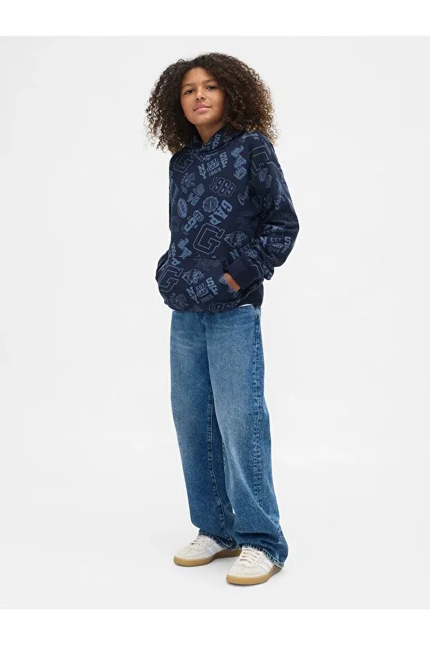 Детское худи для мальчиков с принтом Relaxed Fit Gap, Navy Blue-001 — фото 3