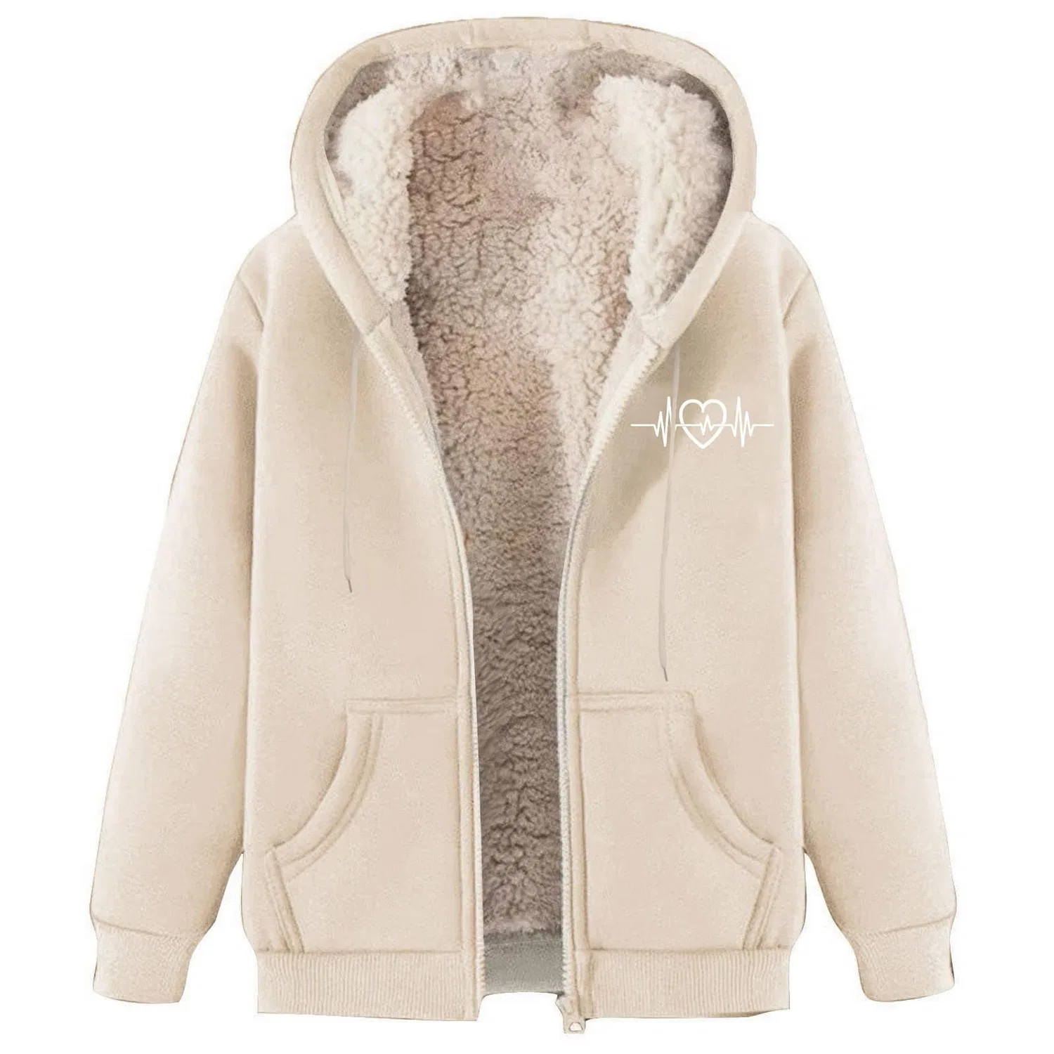 Женское зимнее пальто из овечьей шерсти с капюшоном, Beige
