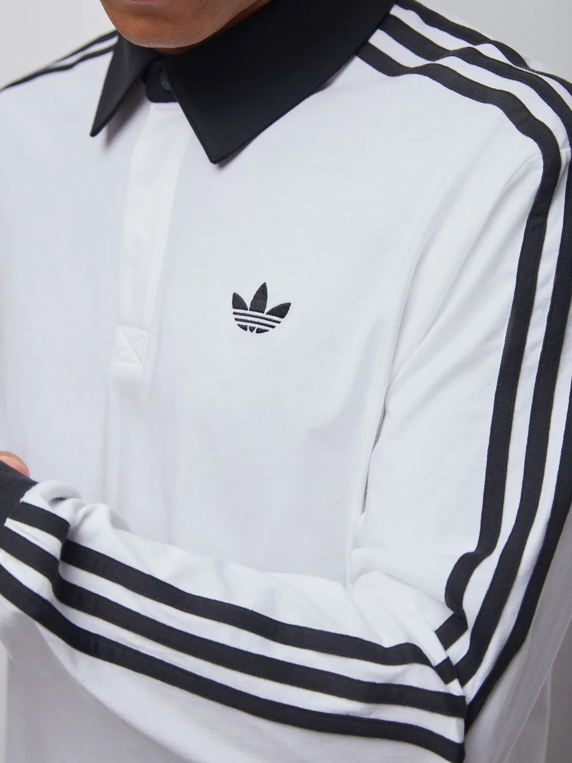 Поло регби с длинным рукавом, модель 3 Stripes, adidas Originals, белый — фото 4