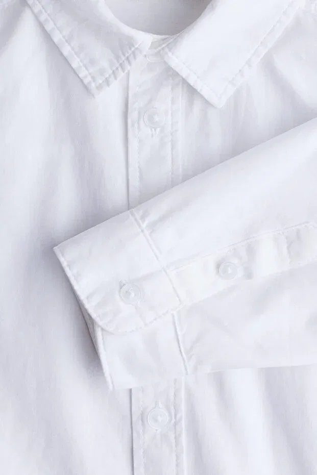 Детская рубашка для мальчиков хлопковая H&M, White — фото 4