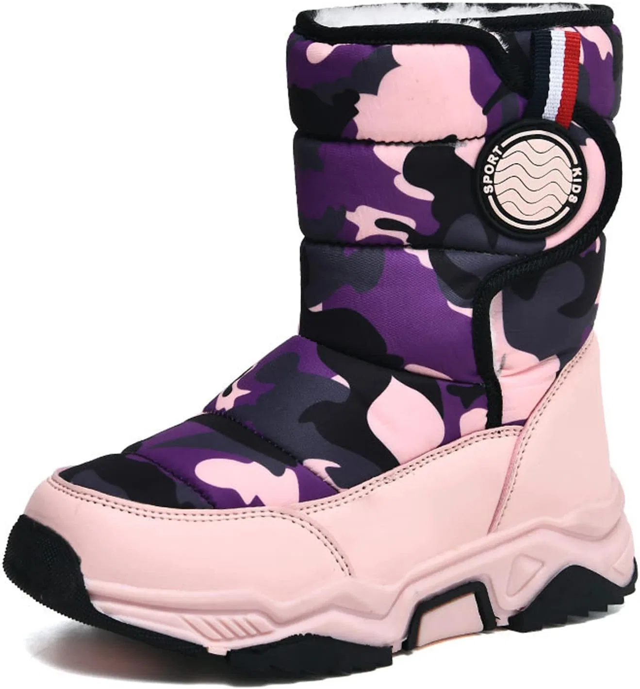 Детские зимние ботинки для девочек и мальчиков с теплой подкладкой FLIOZY, Pink/Purple