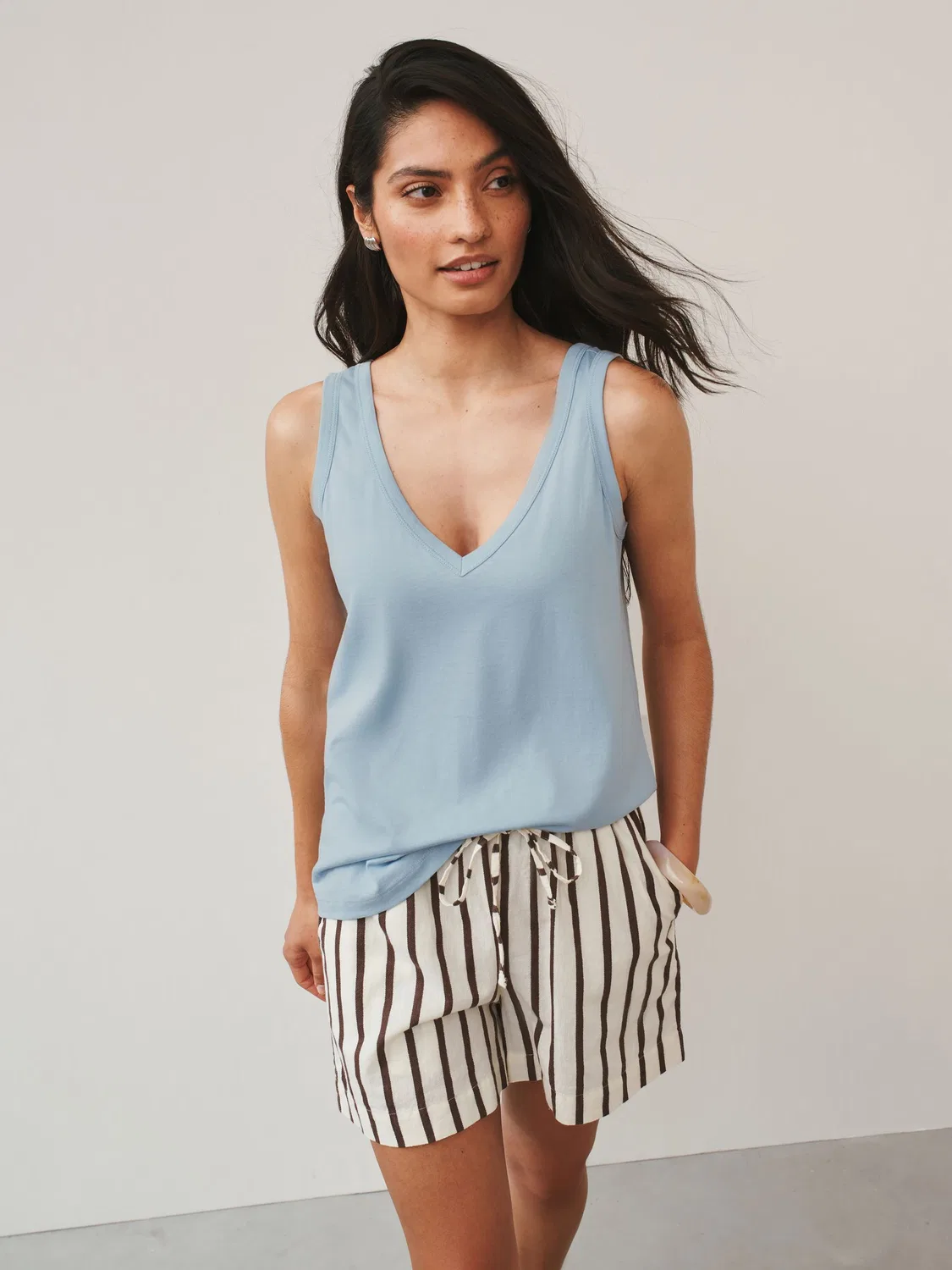 Комплект из 5 маек Slouch Vests Next, коричневый/горошек/синий/белый — фото 2