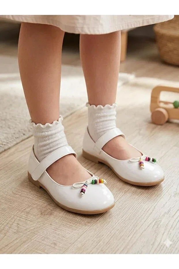 Детские балетки для девочек кожаные Candaşlar, White