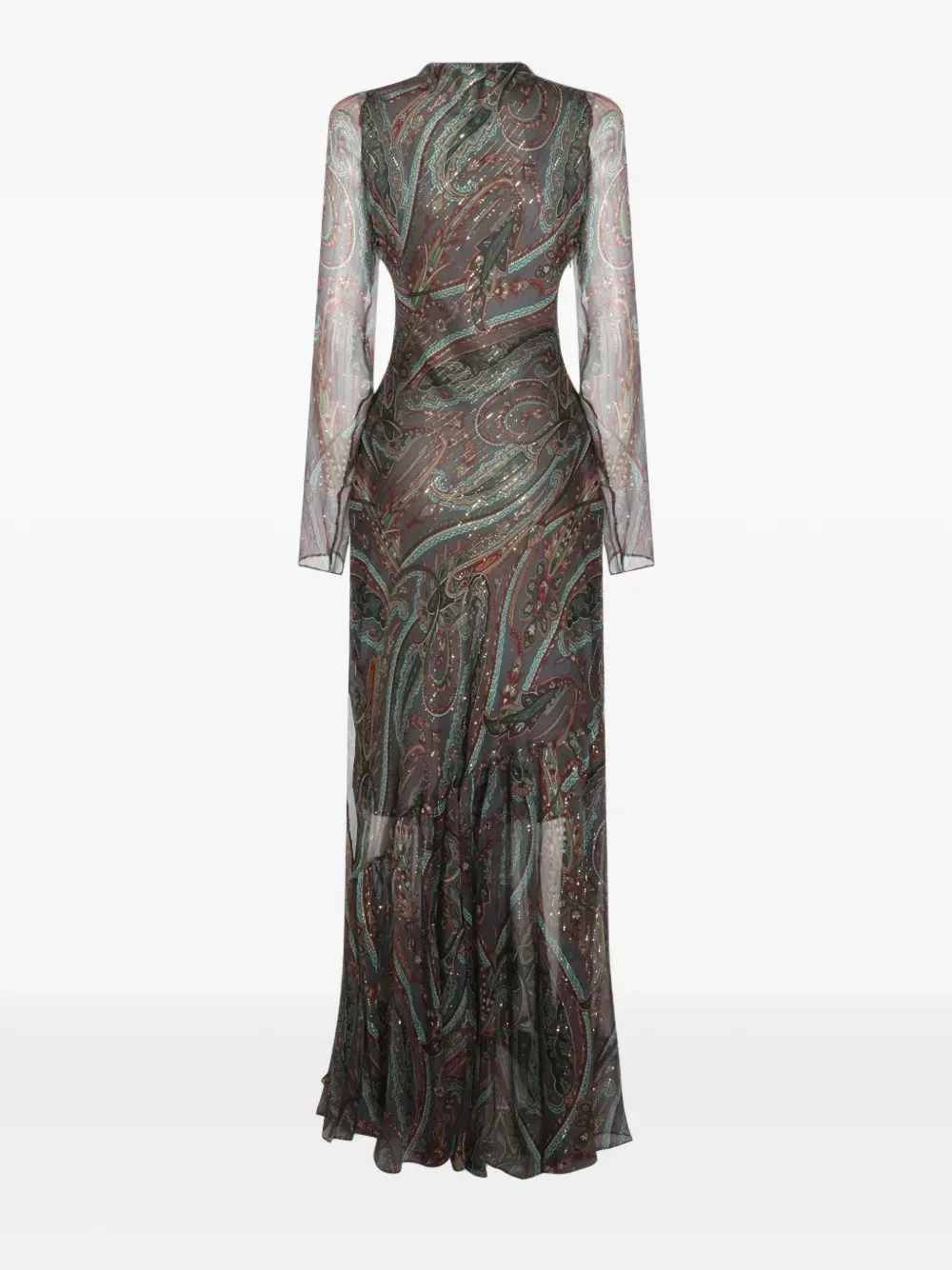 Длинное платье с узором пейсли ETRO, серый — фото 2