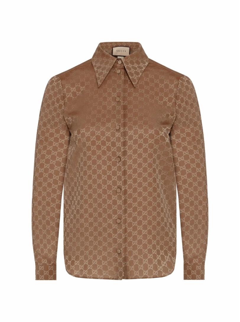 

Шелковая блузка с монограммой Gucci