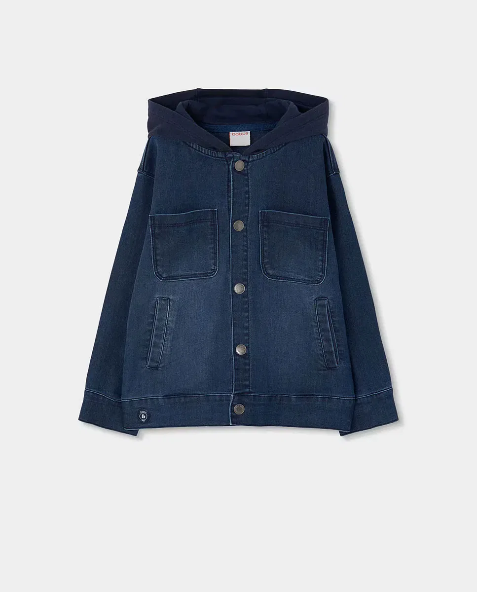 Детская джинсовая куртка для мальчиков с капюшоном Boboli, Azul Denim